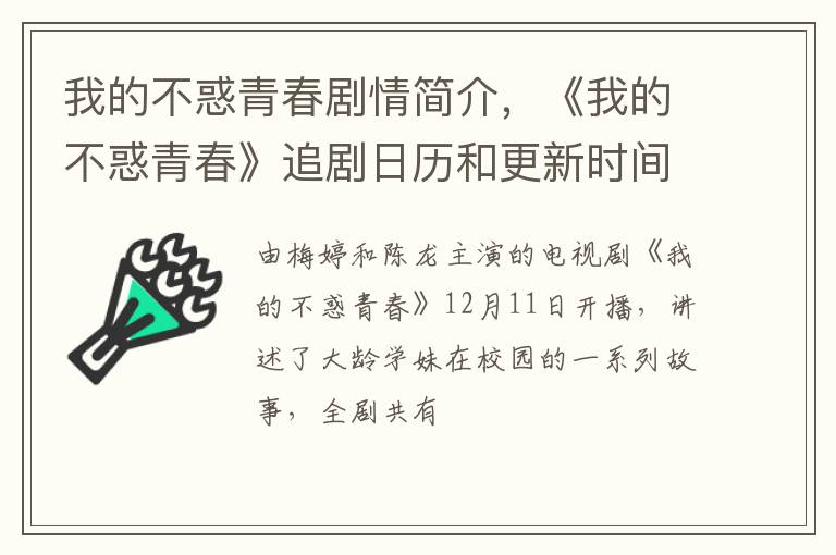 《我的不惑青春》追剧日历和更新时间表 我的不惑青春剧情简介