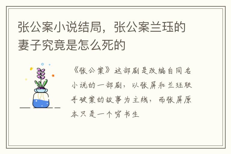 张公案兰珏的妻子究竟是怎么死的 张公案小说结局