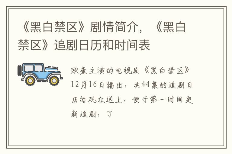 《黑白禁区》追剧日历和时间表 《黑白禁区》剧情简介