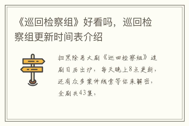 巡回检察组更新时间表介绍 《巡回检察组》好看吗