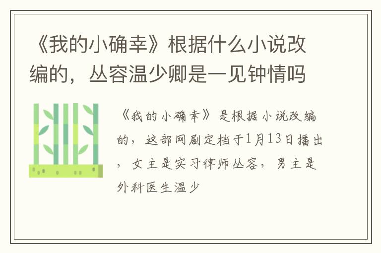 丛容温少卿是一见钟情吗 《我的小确幸》根据什么小说改编的