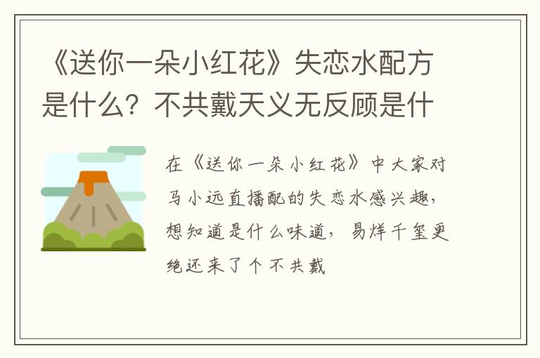 不共戴天义无反顾是什么饮料 《送你一朵小红花》失恋水配方是什么