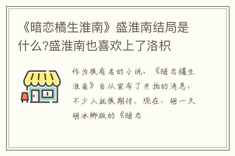 盛淮南也喜欢上了洛枳 《暗恋橘生淮南》盛淮南结局是什么