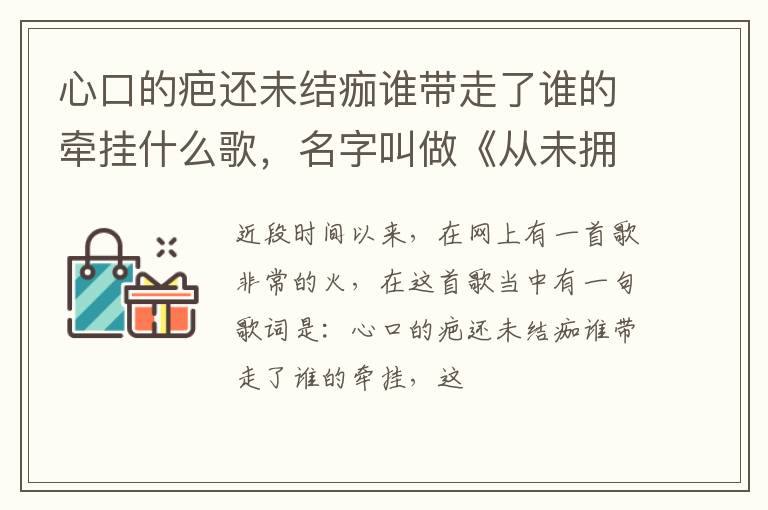 名字叫做《从未拥有过》 心口的疤还未结痂谁带走了谁的牵挂什么歌