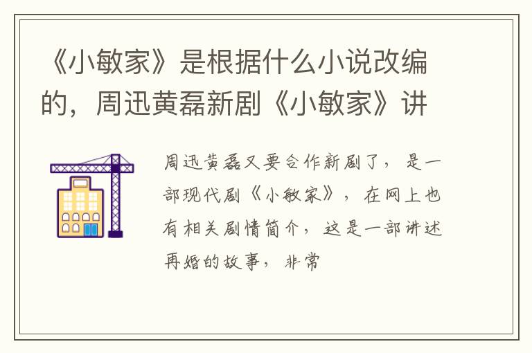 周迅黄磊新剧《小敏家》讲述了什么故事 《小敏家》是根据什么小说改编的