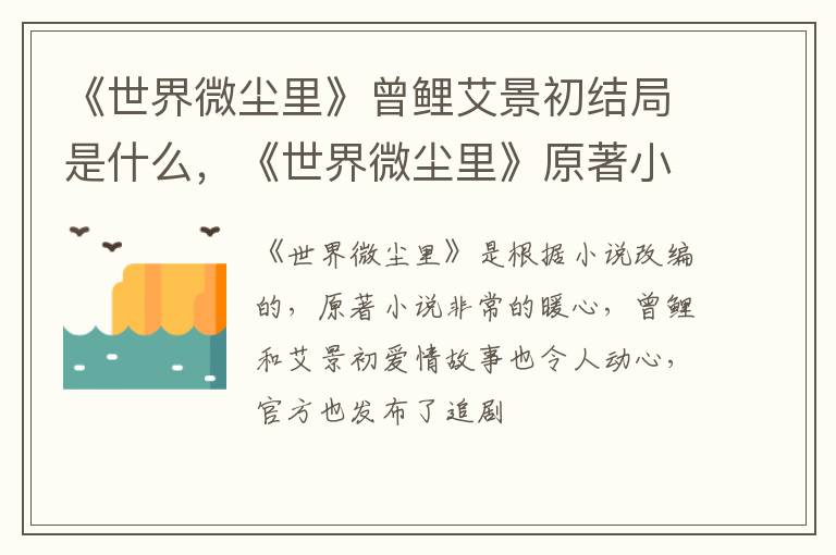 《世界微尘里》原著小说是什么 《世界微尘里》曾鲤艾景初结局是什么