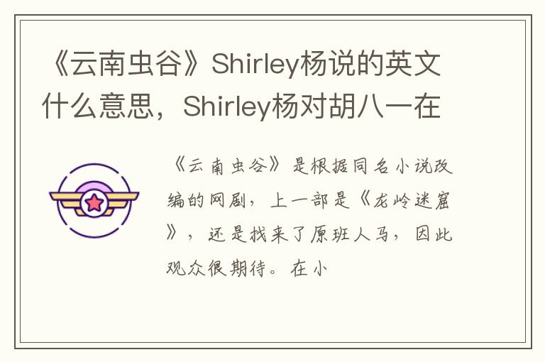 Shirley杨对胡八一在表白 《云南虫谷》Shirley杨说的英文什么意思