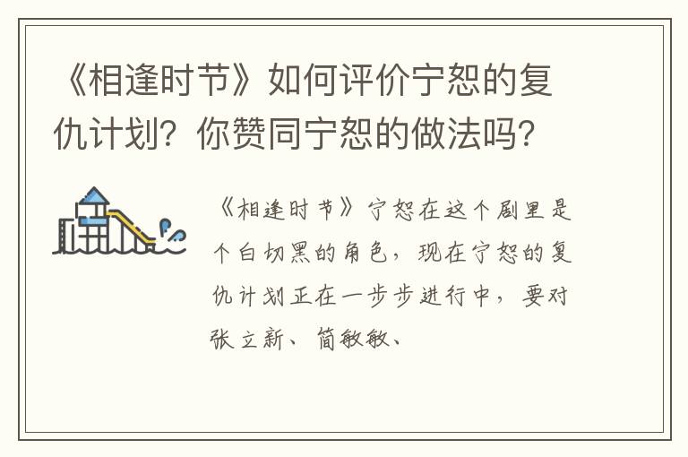 你赞同宁恕的做法吗 《相逢时节》如何评价宁恕的复仇计划