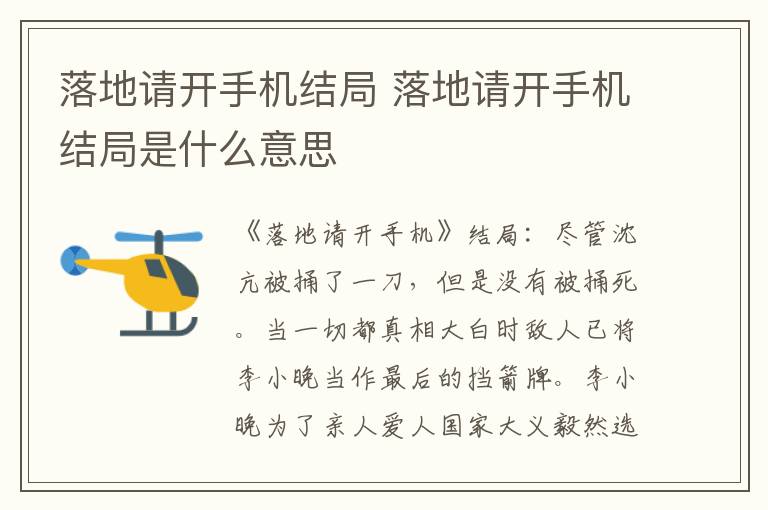 落地请开手机结局是什么意思 落地请开手机结局