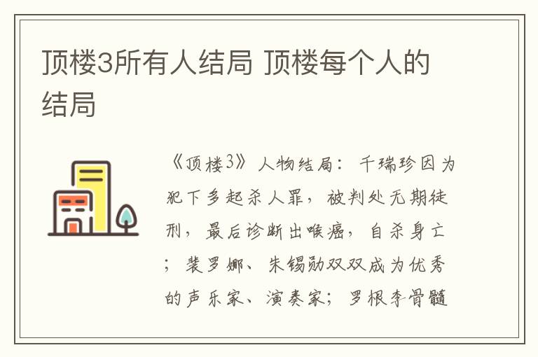 顶楼每个人的结局 顶楼3所有人结局