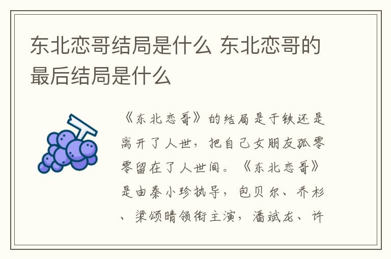 东北恋哥的最后结局是什么 东北恋哥结局是什么