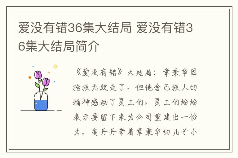 爱没有错36集大结局简介 爱没有错36集大结局