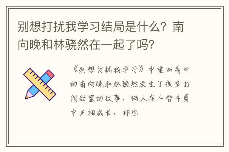 南向晚和林骁然在一起了吗 别想打扰我学习结局是什么