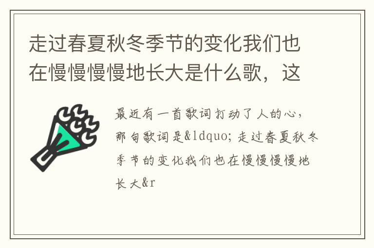 这首歌叫什么名字 走过春夏秋冬季节的变化我们也在慢慢慢慢地长大是什么歌