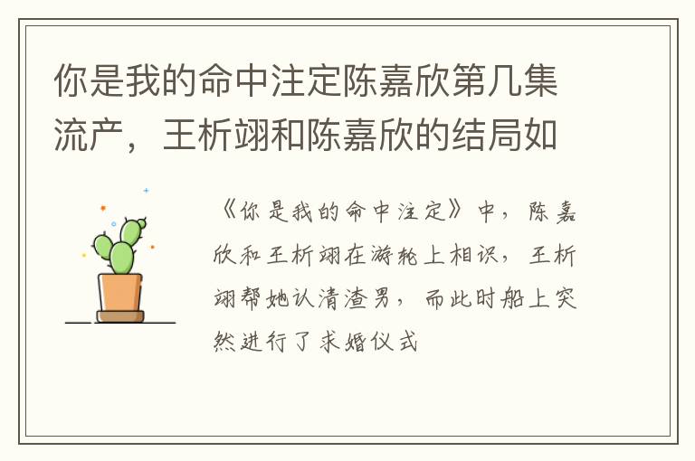 王析翊和陈嘉欣的结局如何 你是我的命中注定陈嘉欣第几集流产