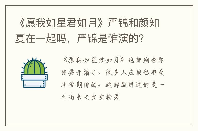 严锦是谁演的 《愿我如星君如月》严锦和颜知夏在一起吗