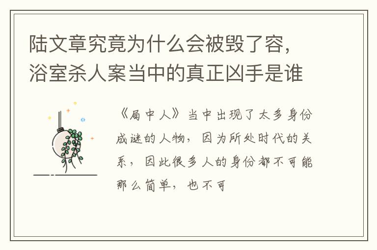 浴室杀人案当中的真正凶手是谁 陆文章究竟为什么会被毁了容