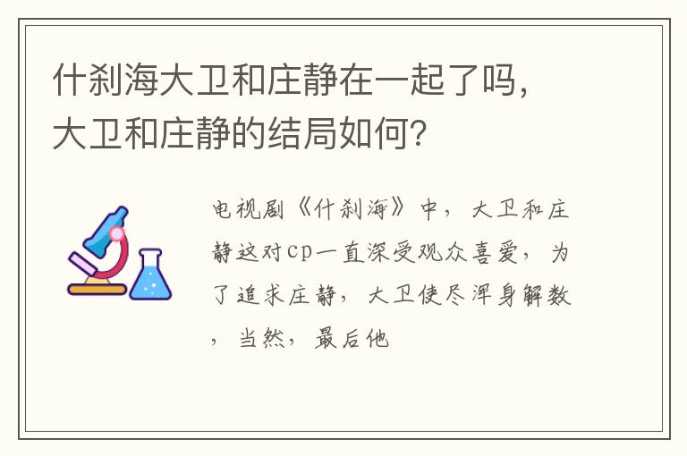 大卫和庄静的结局如何 什刹海大卫和庄静在一起了吗