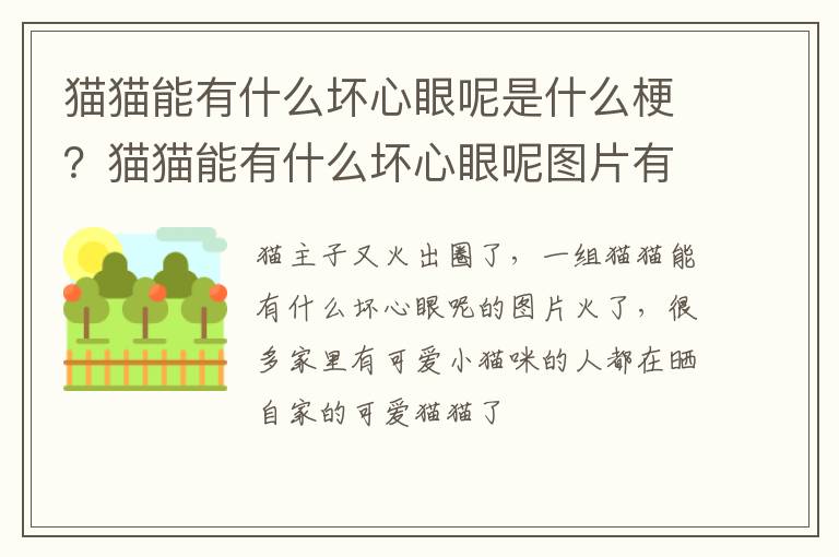 猫猫能有什么坏心眼呢图片有哪些 猫猫能有什么坏心眼呢是什么梗