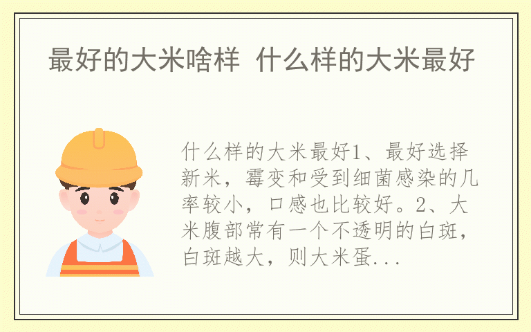 最好的大米啥样 什么样的大米最好