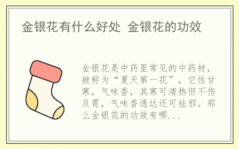 金银花有什么好处 金银花的功效