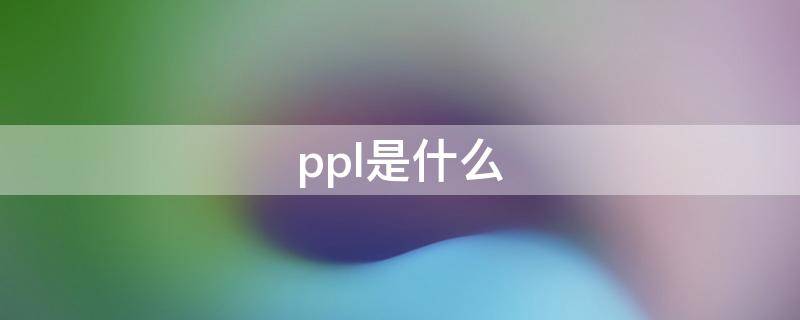 什么是ppl ppl是什么