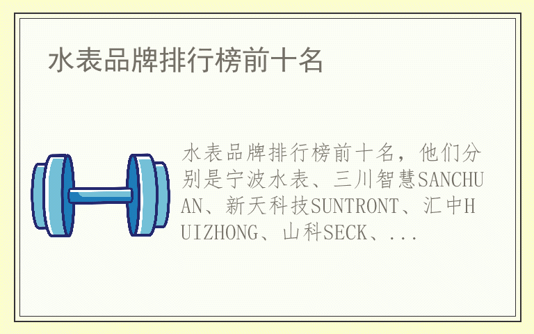 水表品牌排行榜前十名 哪个品牌的水表好