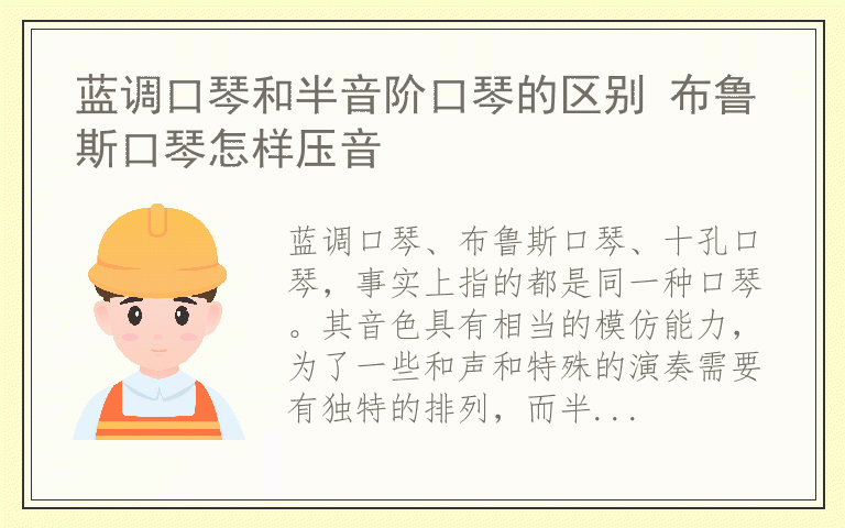 蓝调口琴和半音阶口琴的区别 布鲁斯口琴怎样压音