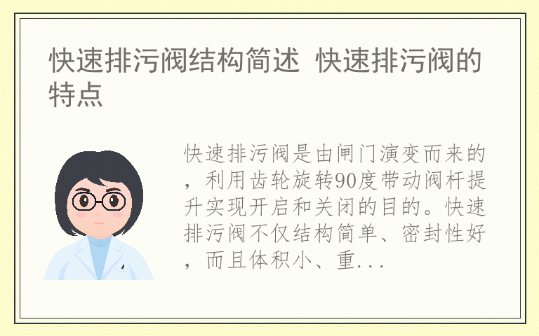 快速排污阀结构简述 快速排污阀的特点