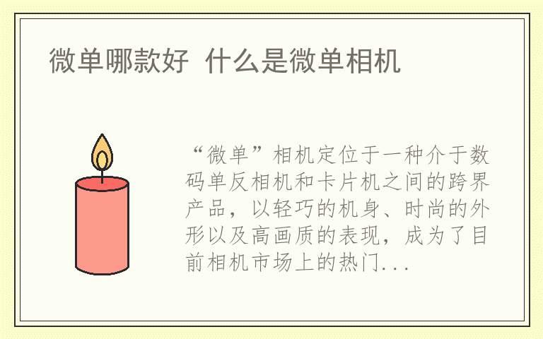 微单哪款好 什么是微单相机