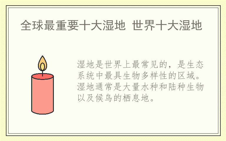 全球最重要十大湿地 世界十大湿地