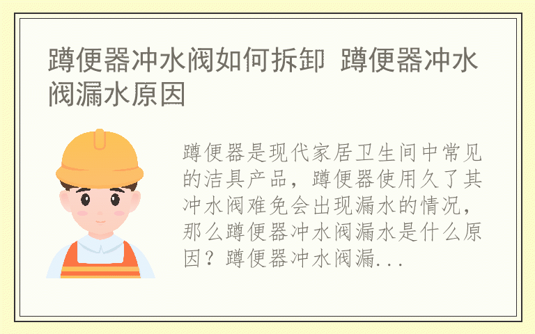 蹲便器冲水阀如何拆卸 蹲便器冲水阀漏水原因