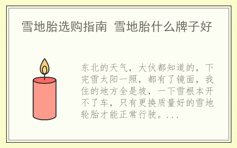 雪地胎选购指南 雪地胎什么牌子好