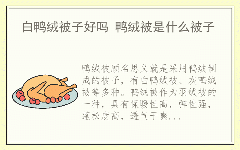 白鸭绒被子好吗 鸭绒被是什么被子