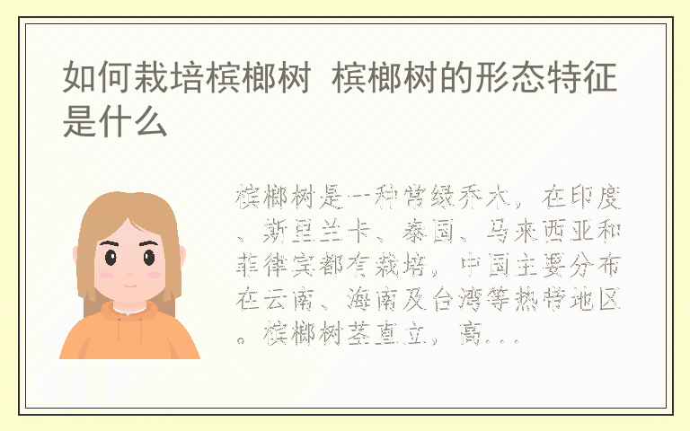 如何栽培槟榔树 槟榔树的形态特征是什么