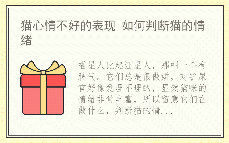 猫心情不好的表现 如何判断猫的情绪