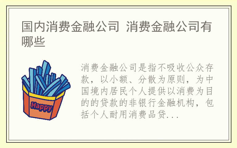 国内消费金融公司 消费金融公司有哪些