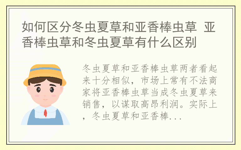 如何区分冬虫夏草和亚香棒虫草 亚香棒虫草和冬虫夏草有什么区别