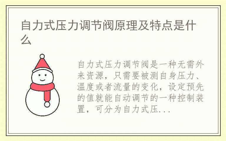 自力式压力调节阀原理及特点是什么