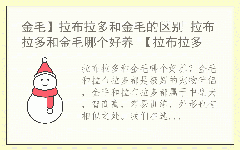 金毛】拉布拉多和金毛的区别 拉布拉多和金毛哪个好养 【拉布拉多