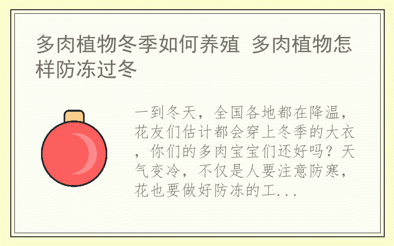 多肉植物冬季如何养殖 多肉植物怎样防冻过冬