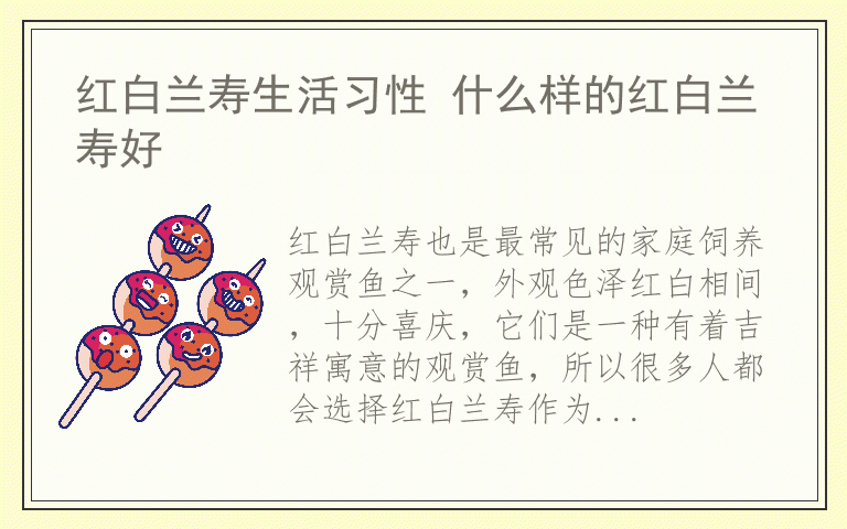 红白兰寿生活习性 什么样的红白兰寿好