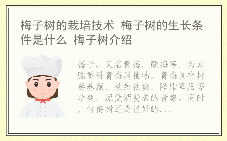 梅子树的栽培技术 梅子树的生长条件是什么 梅子树介绍