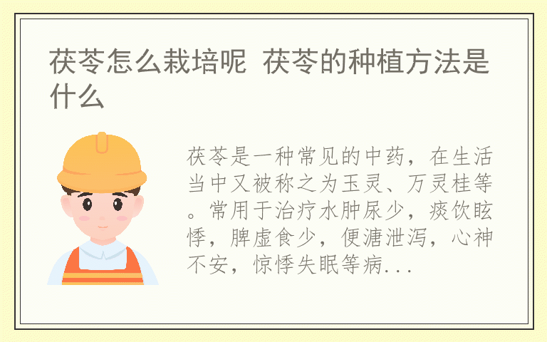 茯苓怎么栽培呢 茯苓的种植方法是什么