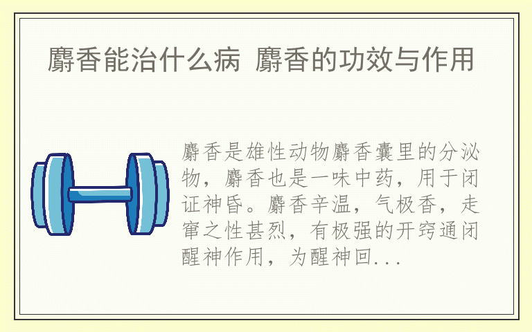 麝香能治什么病 麝香的功效与作用