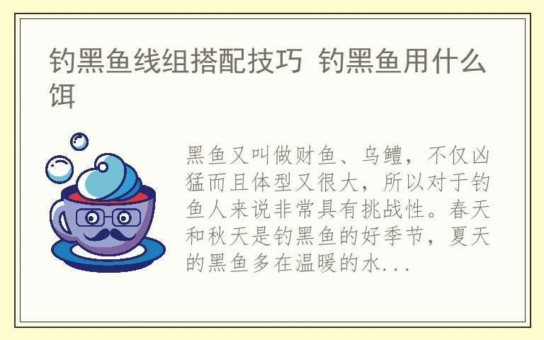 钓黑鱼线组搭配技巧 钓黑鱼用什么饵