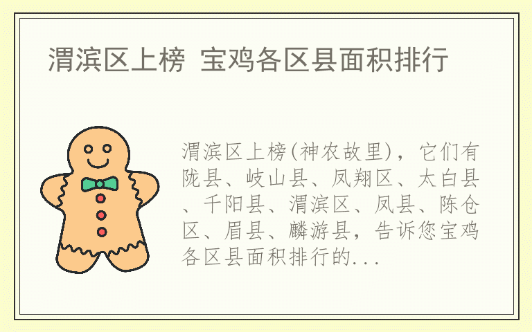 渭滨区上榜 宝鸡各区县面积排行