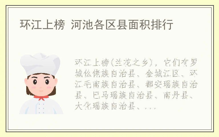 环江上榜 河池各区县面积排行