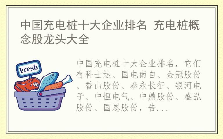 中国充电桩十大企业排名 充电桩概念股龙头大全