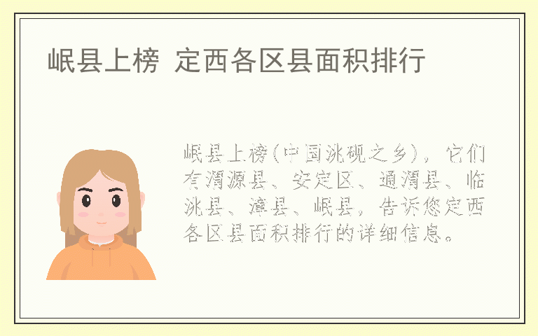 岷县上榜 定西各区县面积排行